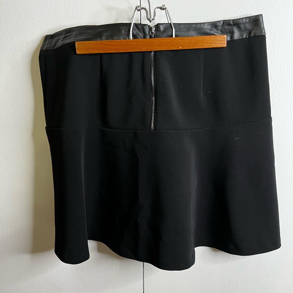 Black Mini Skirt, Faux leather waistband